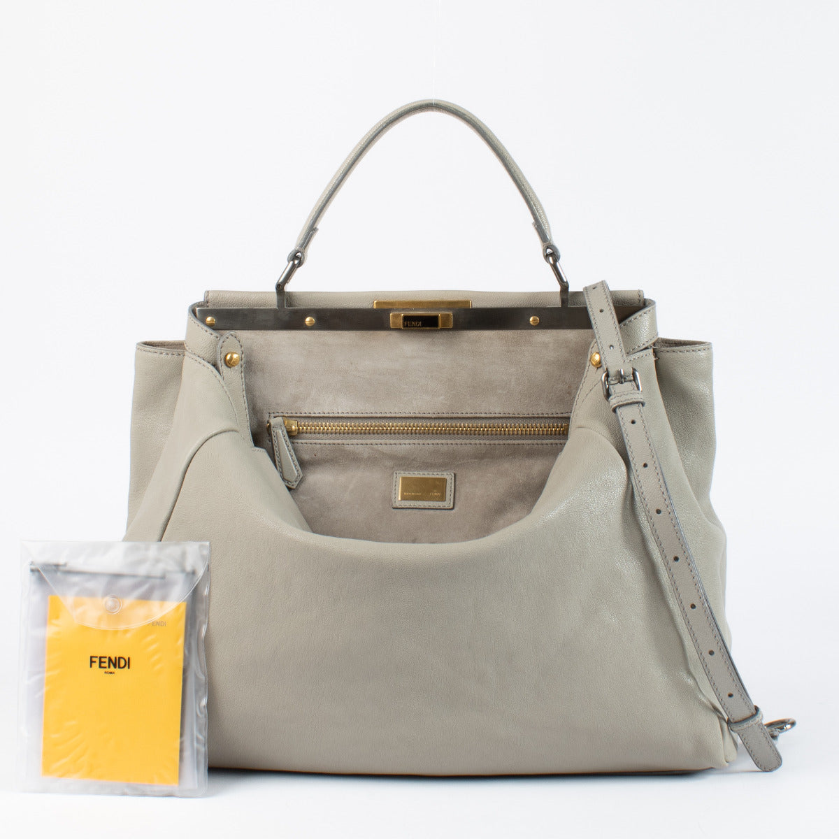 Fendi Grey Goatskin Large Peekaboo