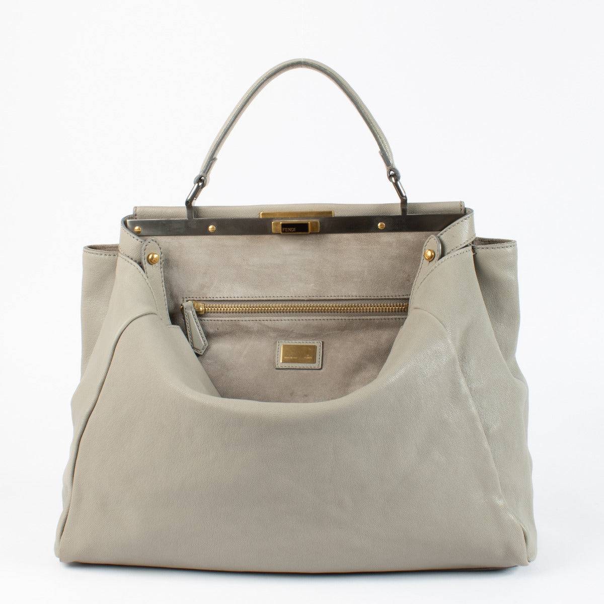 Fendi Grey Goatskin Large Peekaboo