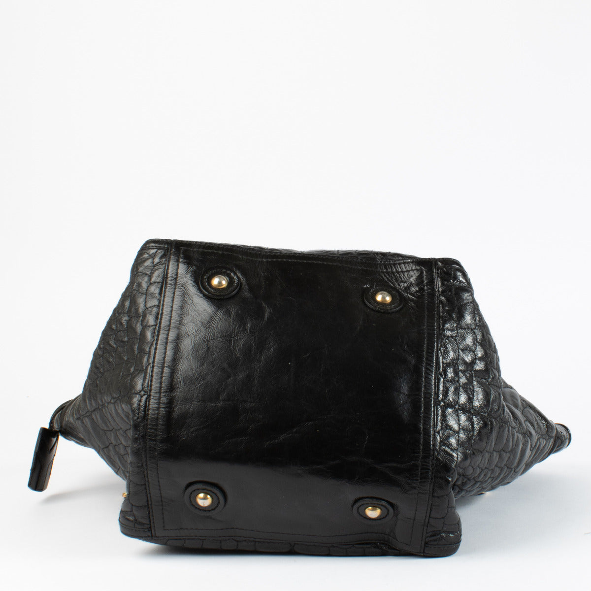 Saint Laurent Zwarte Krokodil-reliëf Downtown Tote Tas
