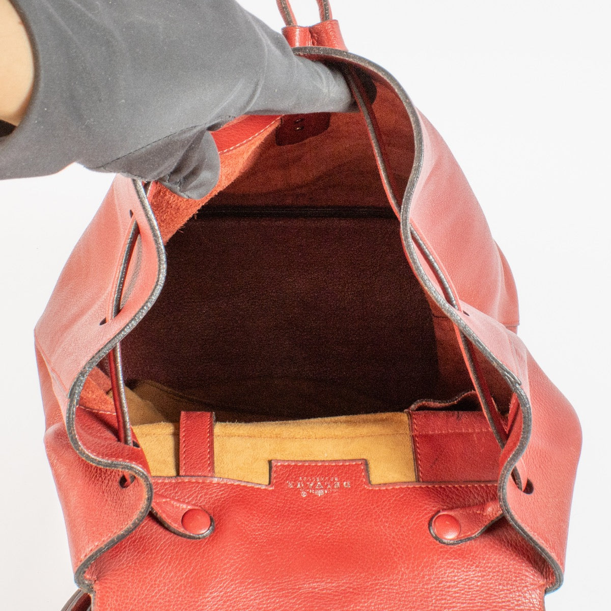 shop authentic Delvaux Burgundy Soleil Backpack on www.labellov.com