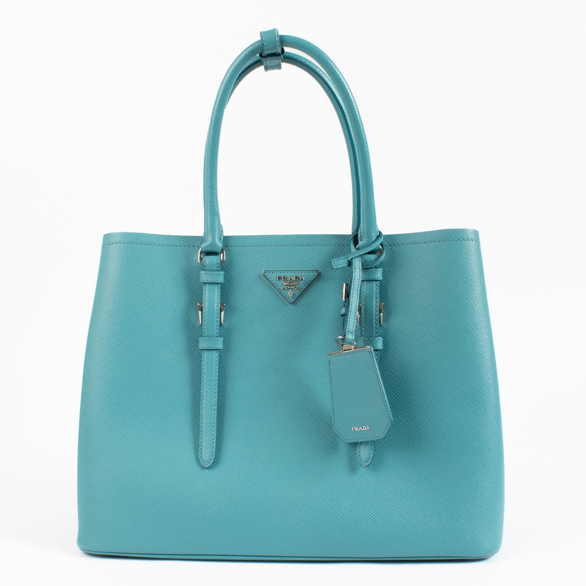 Shop authentic Prada Blue Saffiano Medium Double Bag on www.labellov.com
