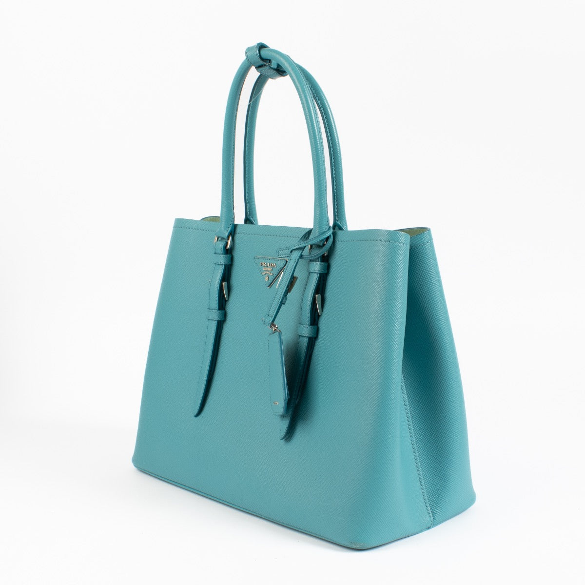 Shop authentic Prada Blue Saffiano Medium Double Bag on www.labellov.com