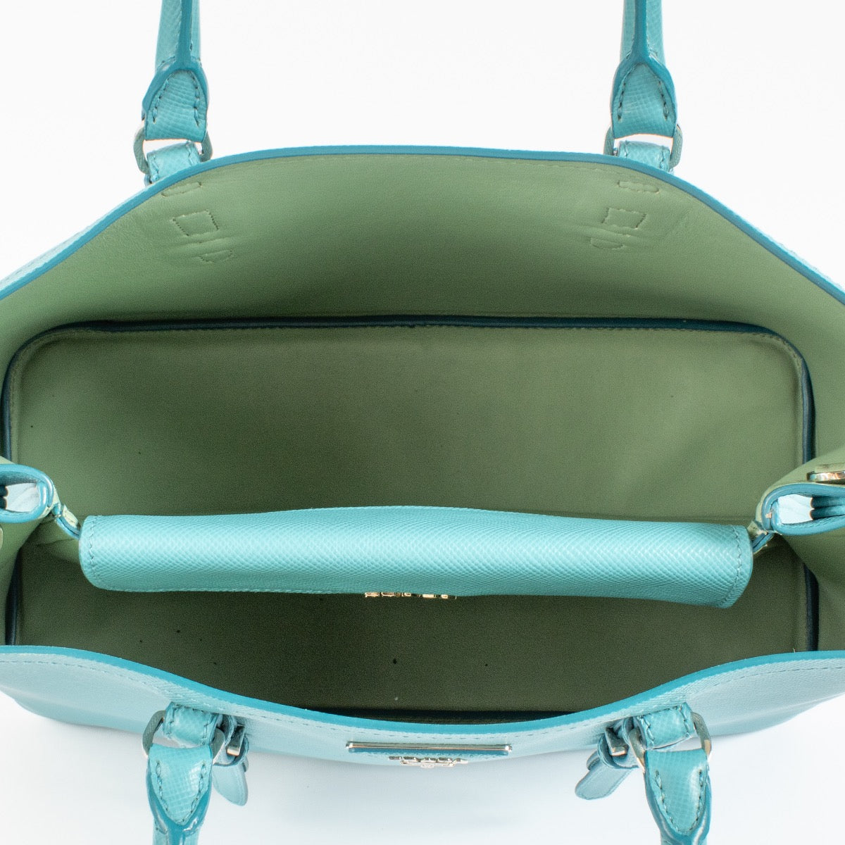 Shop authentic Prada Blue Saffiano Medium Double Bag on www.labellov.com