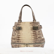 Shop authentic Salvatore Ferragamo Double Gancini Side Buckle Tote Crocodile Embossed Leather on www.labellov.com