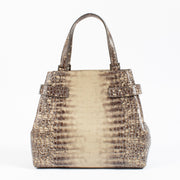 Shop authentic Salvatore Ferragamo Double Gancini Side Buckle Tote Crocodile Embossed Leather on www.labellov.com