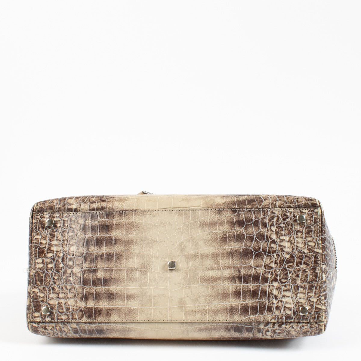 Shop authentic Salvatore Ferragamo Double Gancini Side Buckle Tote Crocodile Embossed Leather on www.labellov.com