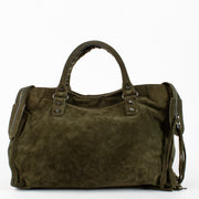 Authentic Second Hand Balenciaga Green Suede Medium City Bag on Labellov.com