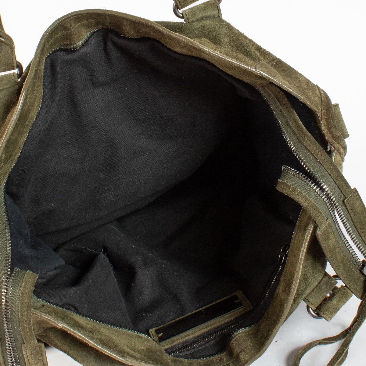 Authentic Second Hand Balenciaga Green Suede Medium City Bag on Labellov.com