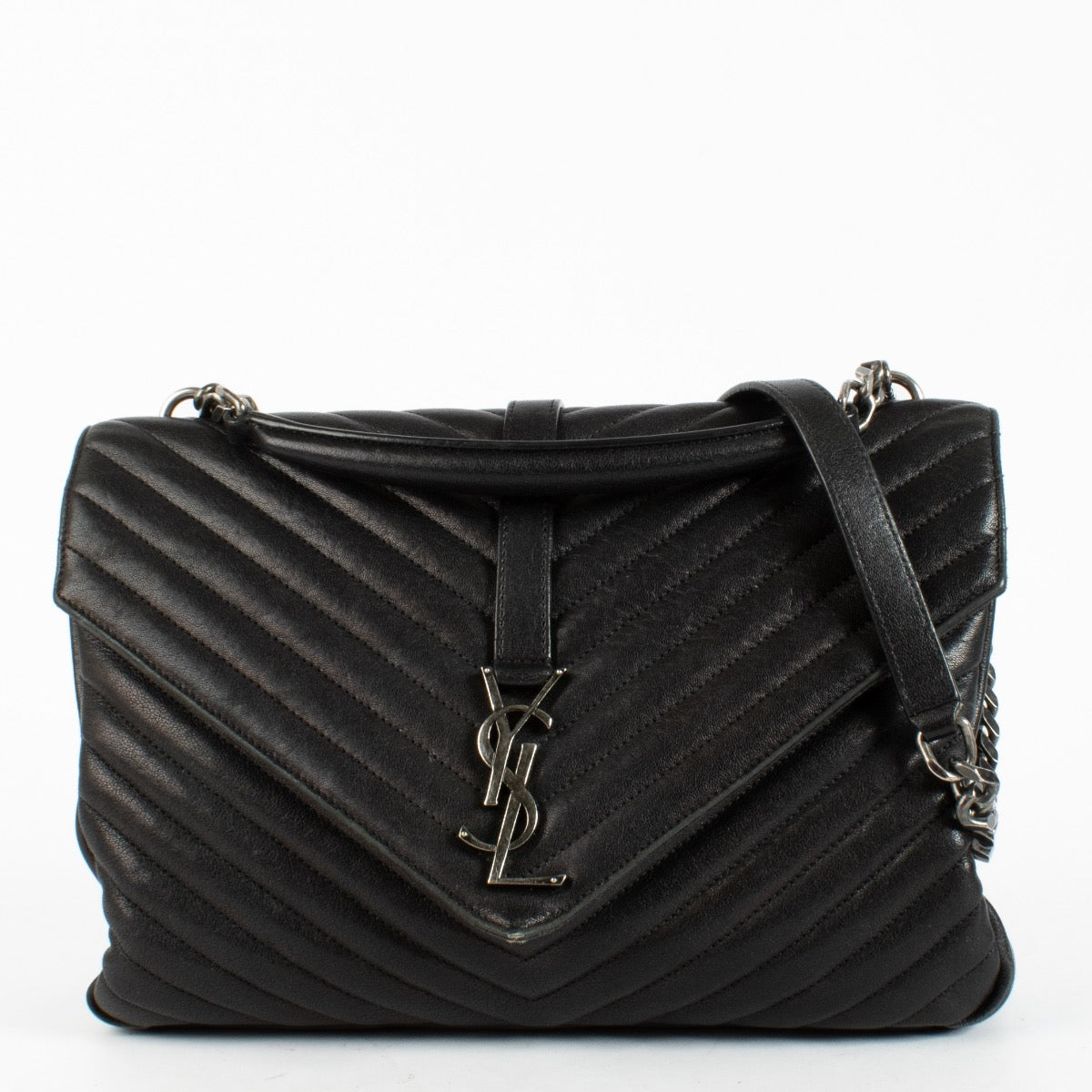 Authentic Second Hand Saint Laurent Black Large College Bag on Labellov.com