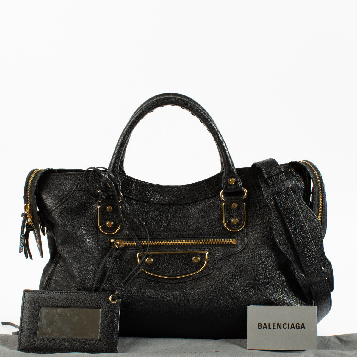 Balenciaga Black Metallic Edge Medium City Bag