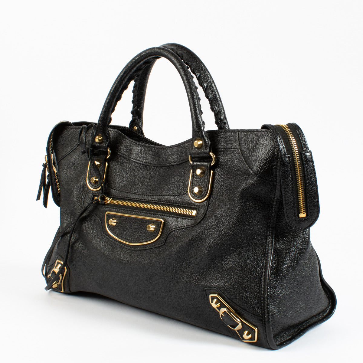 Balenciaga Black Metallic Edge Medium City Bag
