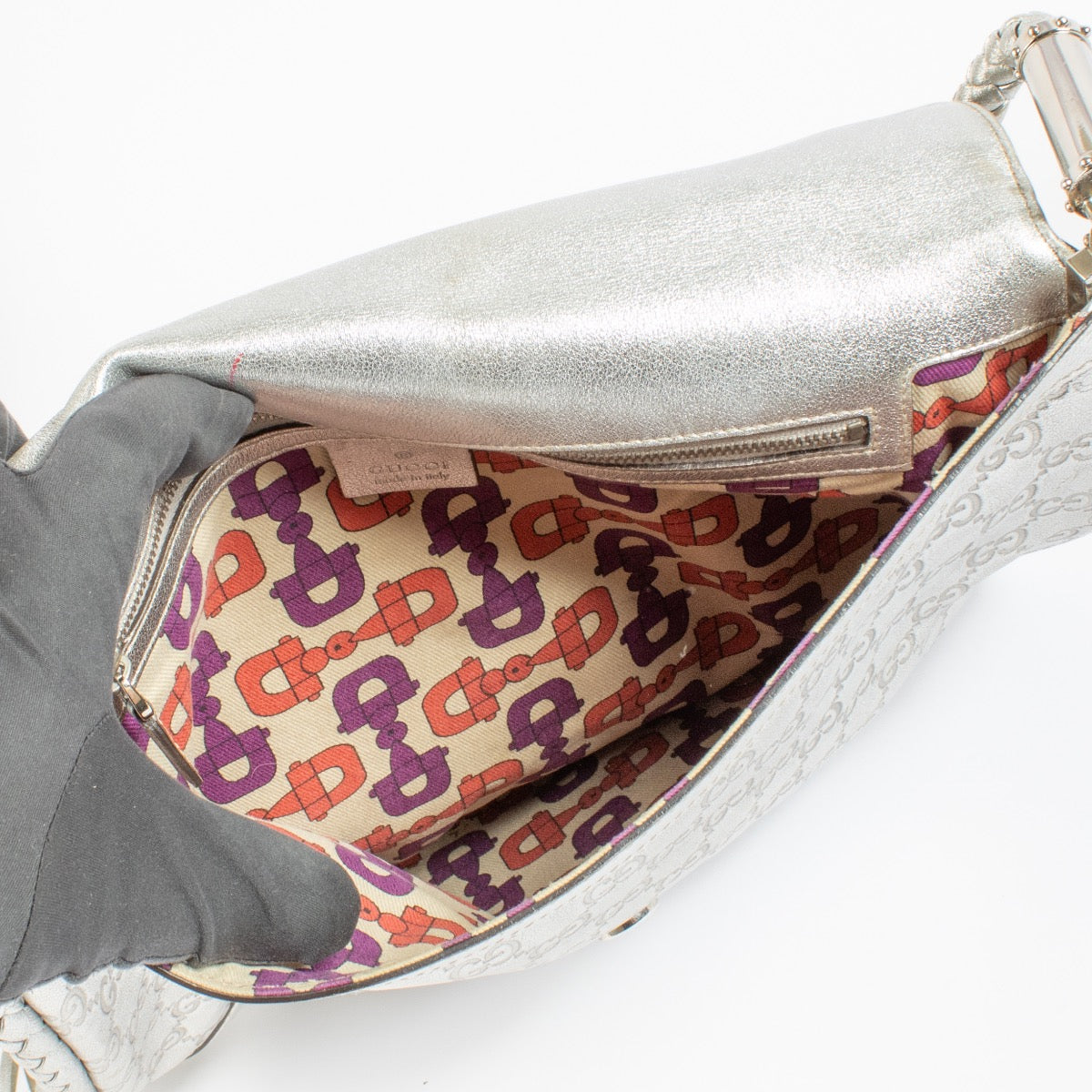 shop 100% authentic second hand Gucci Silver Guccissima Leather Britt Tassel Hobo Bag on Labellov.com
