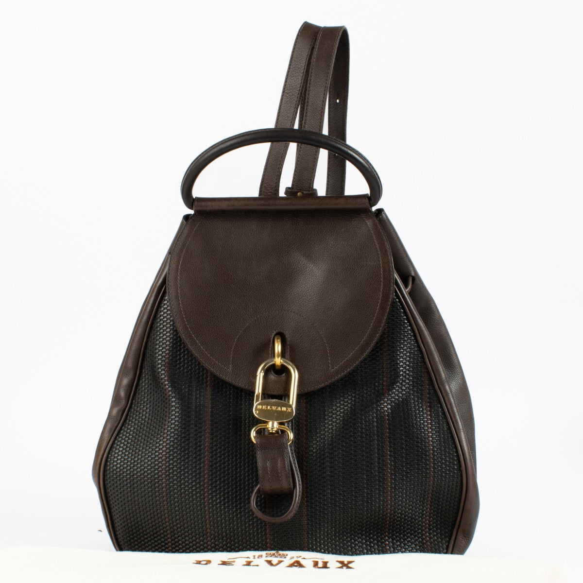 shop authentic Delvaux Brown Lucifer GM Backpack on www.labellov.com