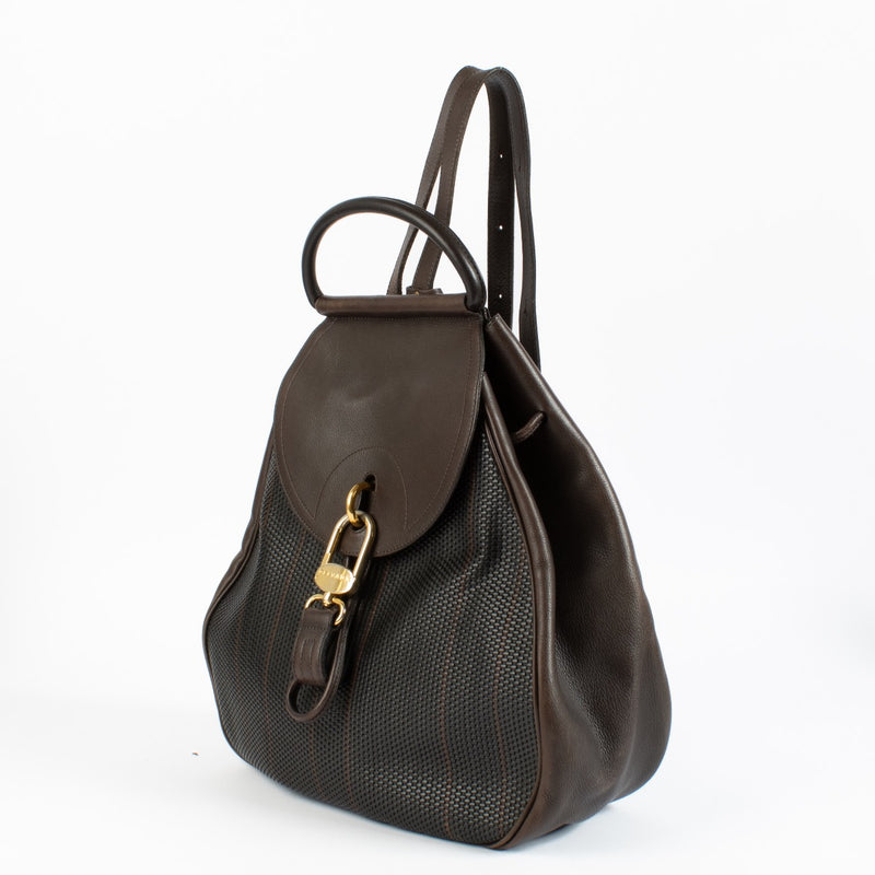 shop authentic Delvaux Brown Lucifer GM Backpack on www.labellov.com