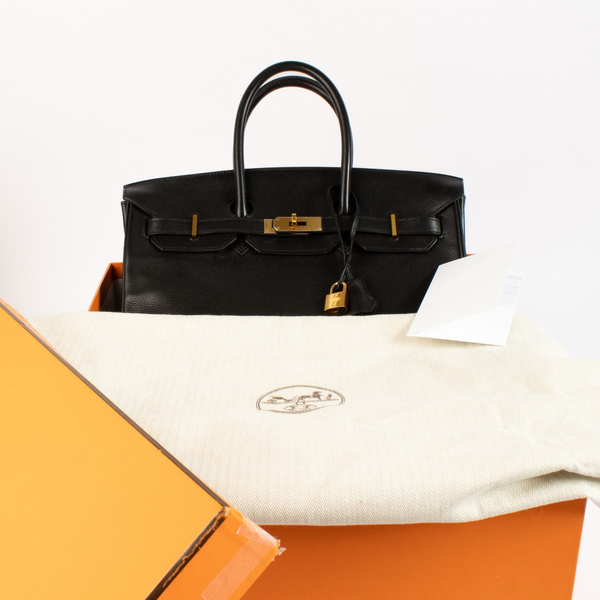 Vintage 2009 Hermès Birkin 35 Black Evergrain GHW