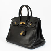 Vintage 2009 Hermès Birkin 35 Black Evergrain GHW