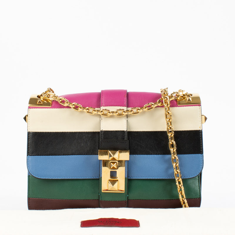 Valentino Garavani B Rockstud Striped Multicolor Leather Crossbody Bag