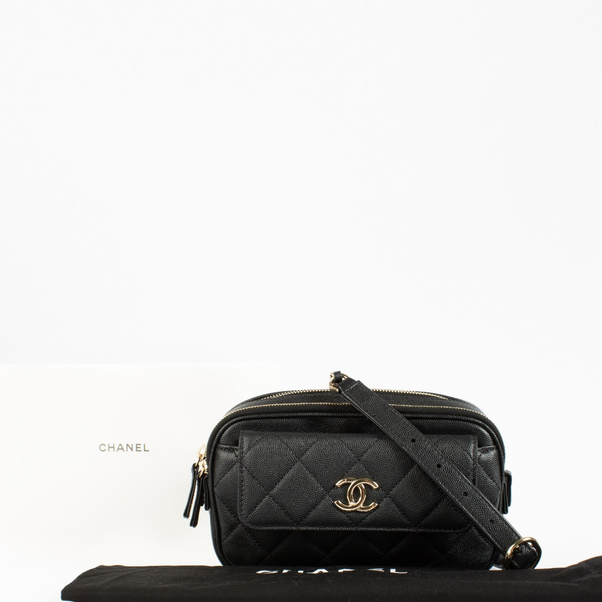 Chanel Zwarte Caviar Heuptas met Etui