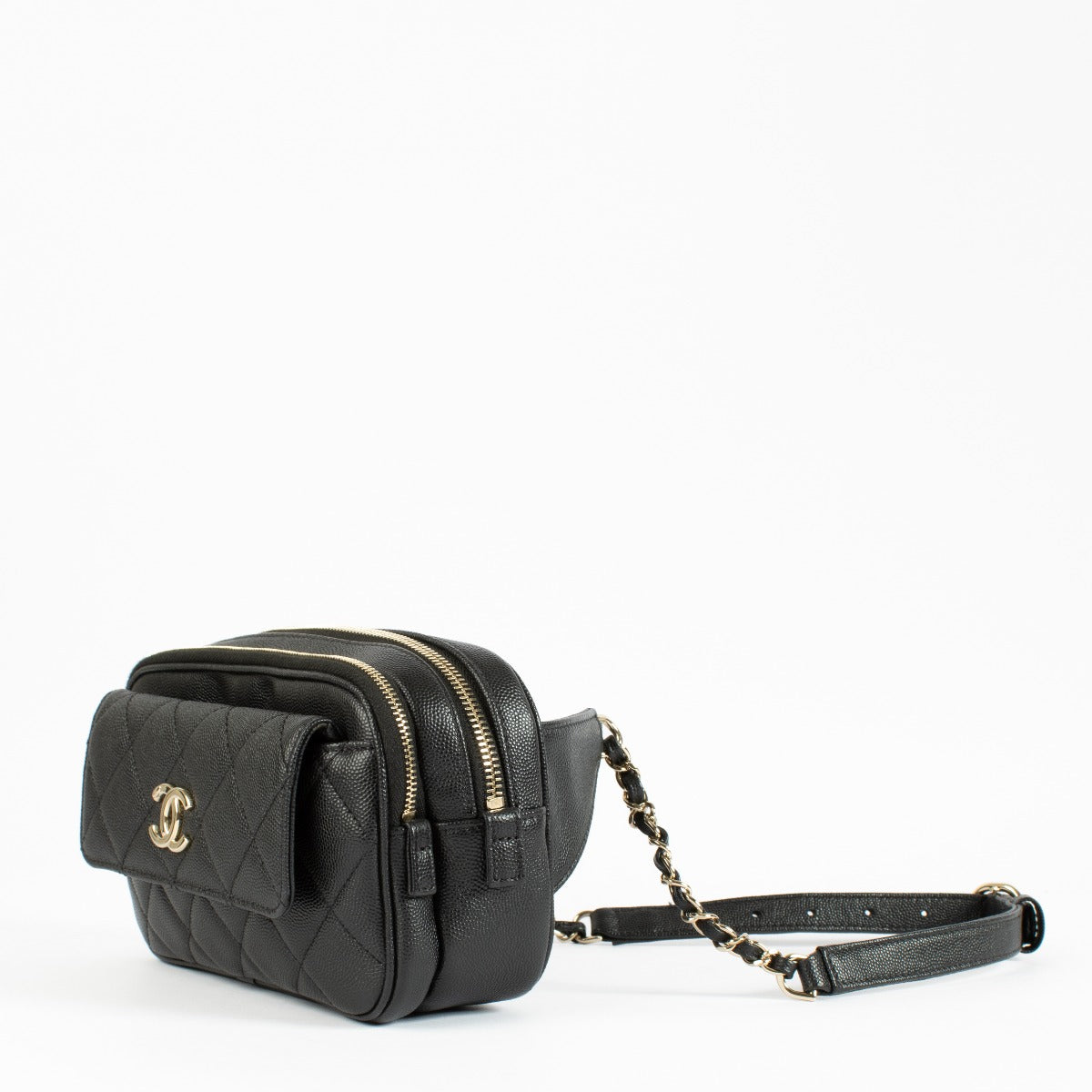 Chanel Zwarte Caviar Heuptas met Etui