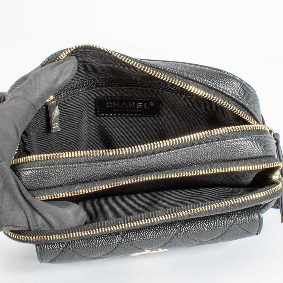 Chanel Zwarte Caviar Heuptas met Etui