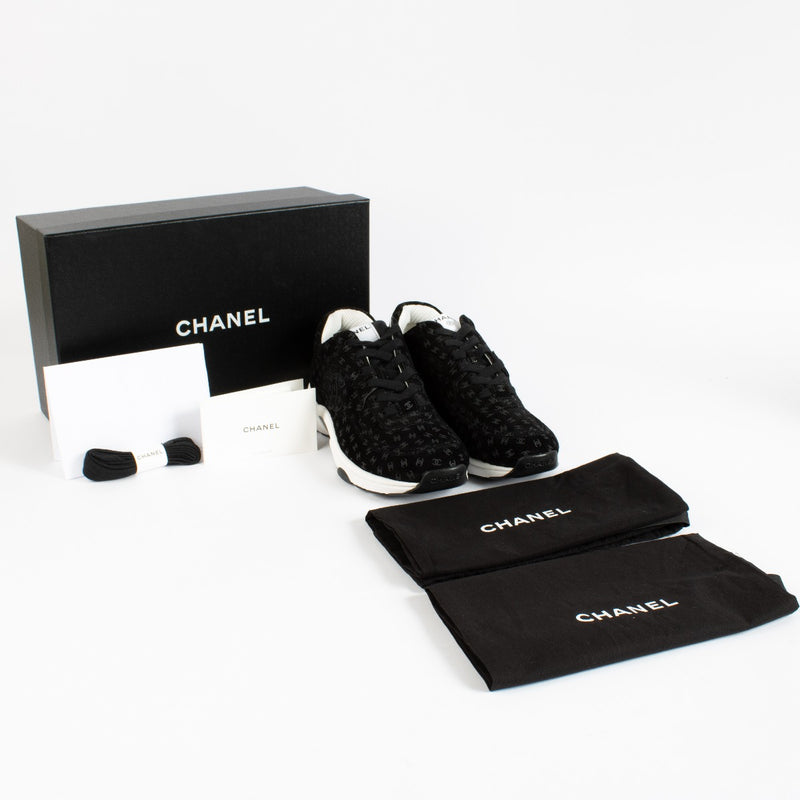 Chanel Black Suede CC Sneakers - Size 40