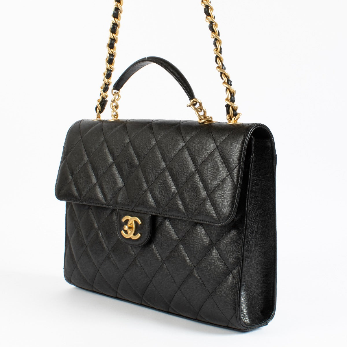 Sac mallette Chanel en caviar noir