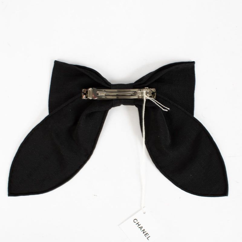 Chanel Black Silk Bow Hair Clip