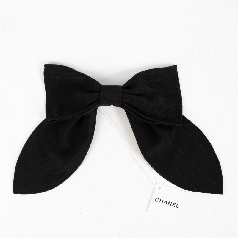 Chanel Black Silk Bow Hair Clip