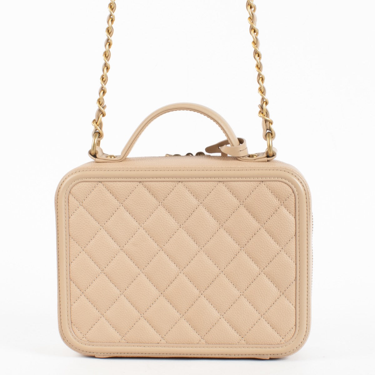 Authentic Second Hand Chanel Beige CC Filigree Vanity Case Bag on Labellov.com