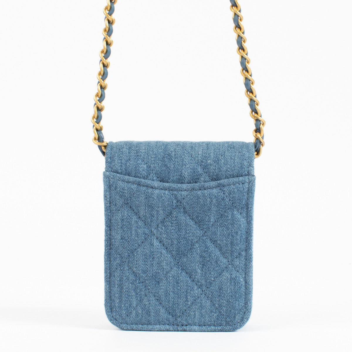 Sac bandoulière Chanel Mini Flap en jean bleu