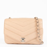 Chanel Nude Caviar Chevron Flap Bag