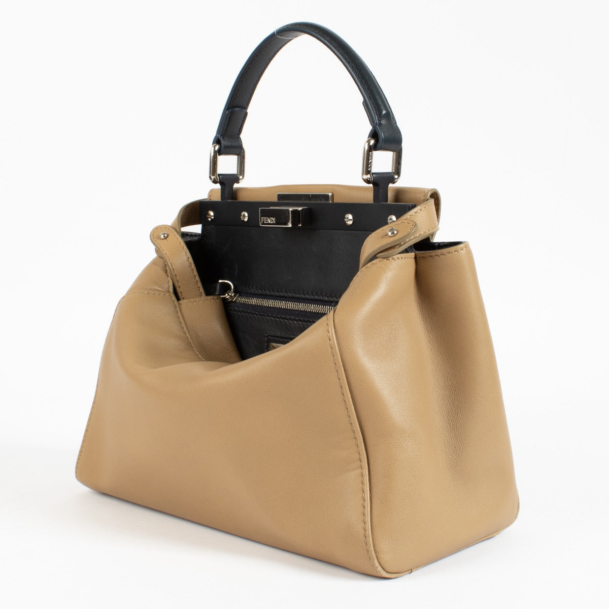Shop safe online at labellov in Antwerp, Brussels and Knokke this 100% authetnic second hand Fendi Beige Mini Peekaboo Bag