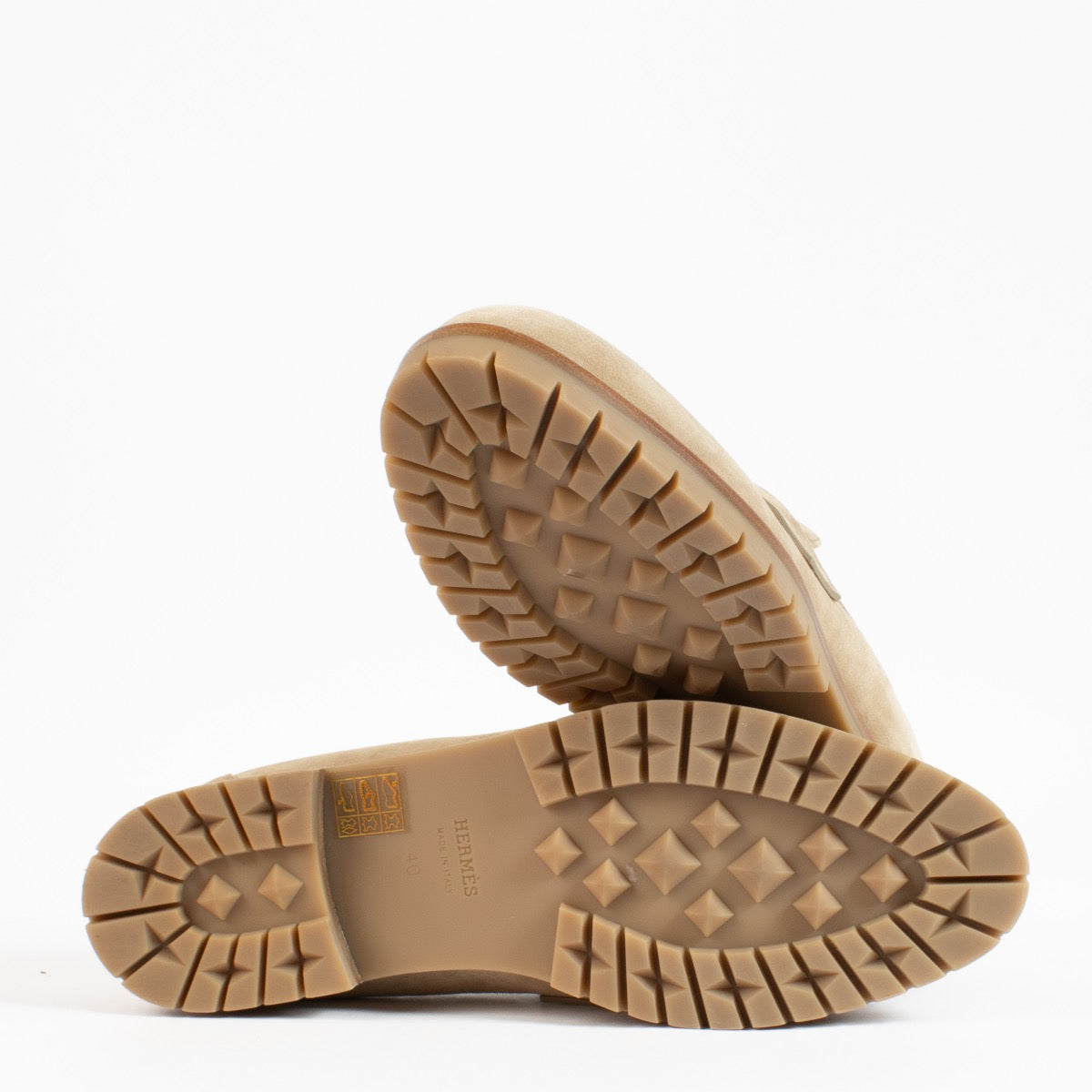 Hermès Beige Argile Suede Faubourg Loafers - Size 40