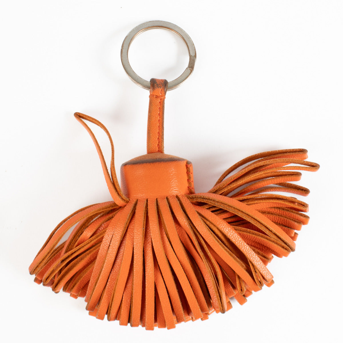 Breloque de sac Hermès Carmen en cuir orange
