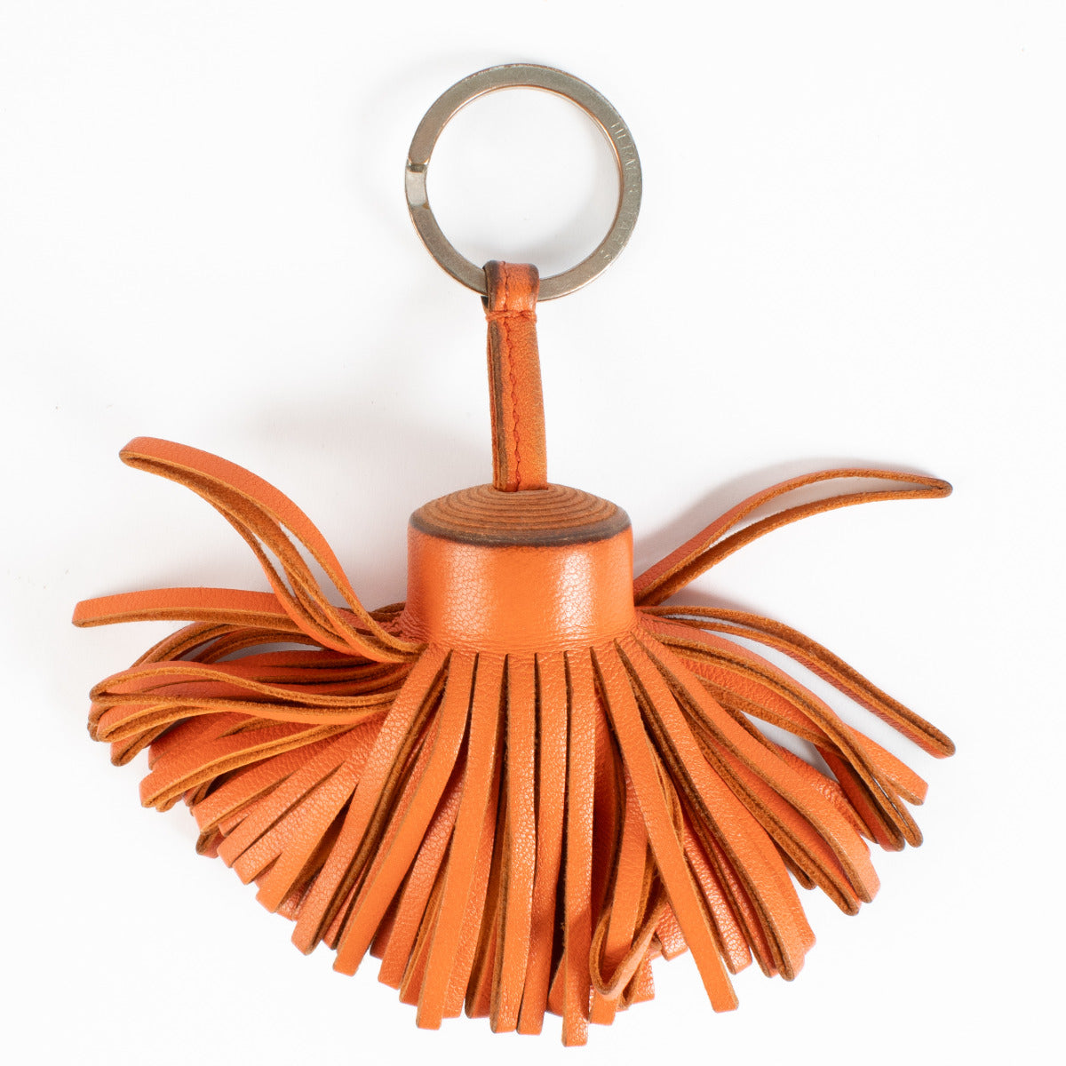 Breloque de sac Hermès Carmen en cuir orange