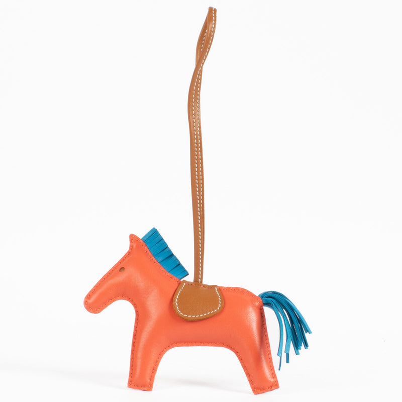Hermès Rodeo MM Charm Rose Texas/Bleu Zanzibar/Gold