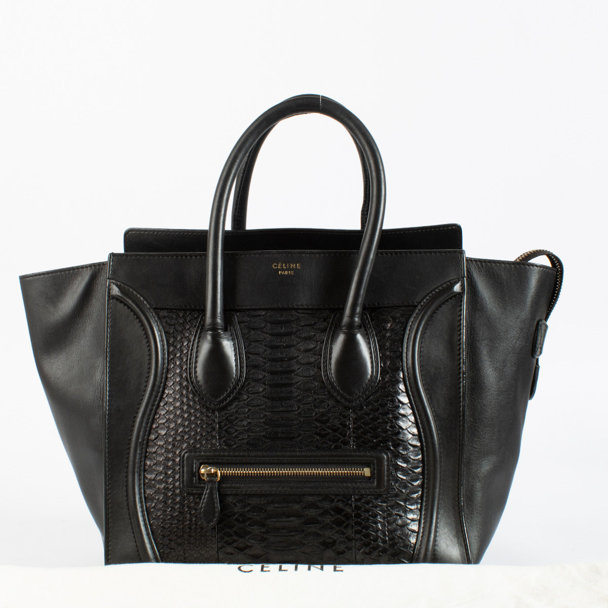 Celine Black Python Mini Luggage Bag
