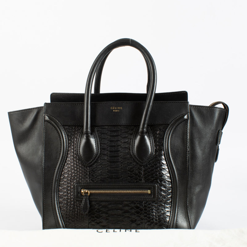 Celine Black Python Mini Luggage Bag