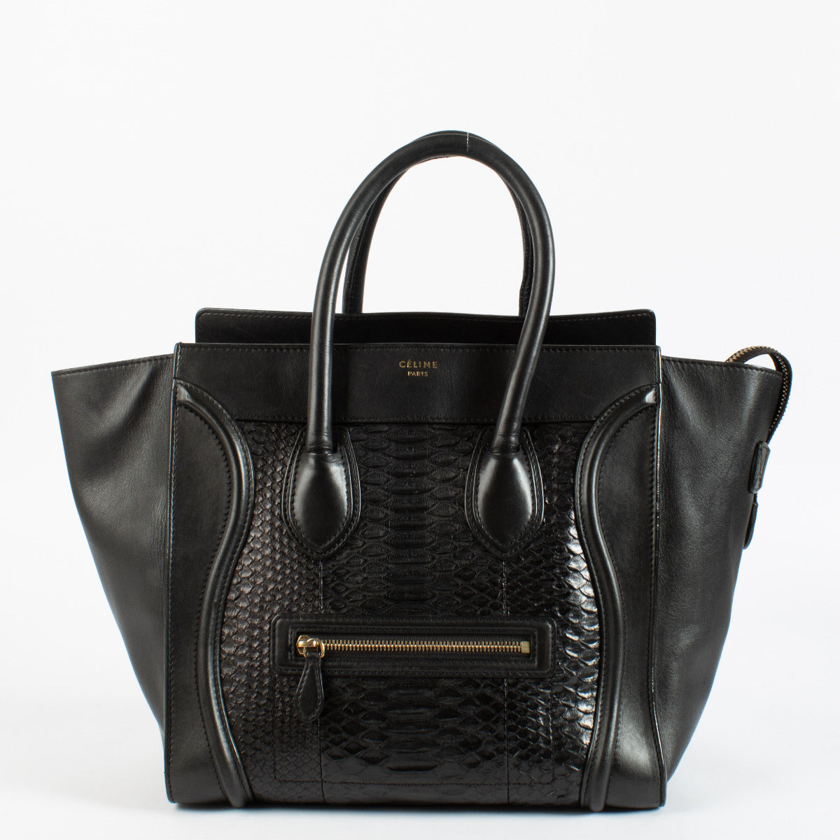 Celine Black Python Mini Luggage Bag
