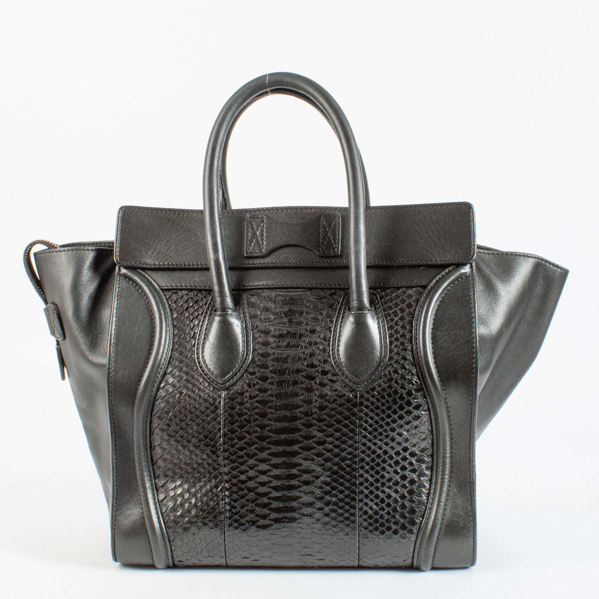 Celine Zwarte Python Mini Luggage Tas