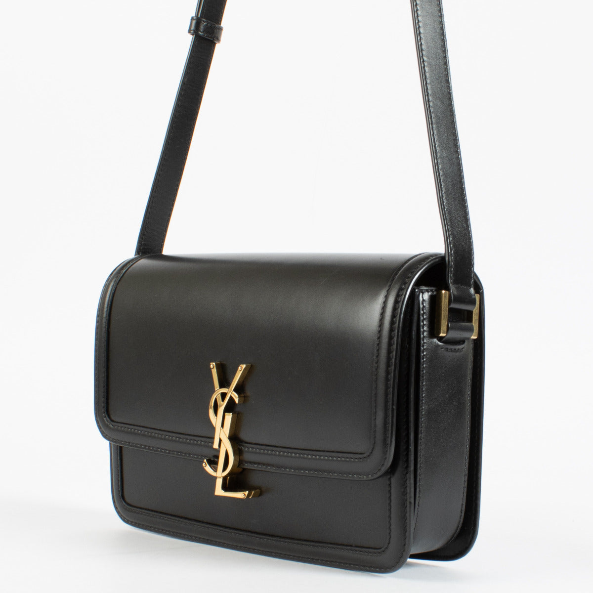 Saint Laurent Black Smooth Calfskin Solferino Medium Satchel Bag
