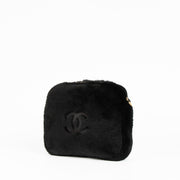 Authentic pre-loved Chanel Black Faux Fur Slippers With Pouch - Size 40 on Labellov.com