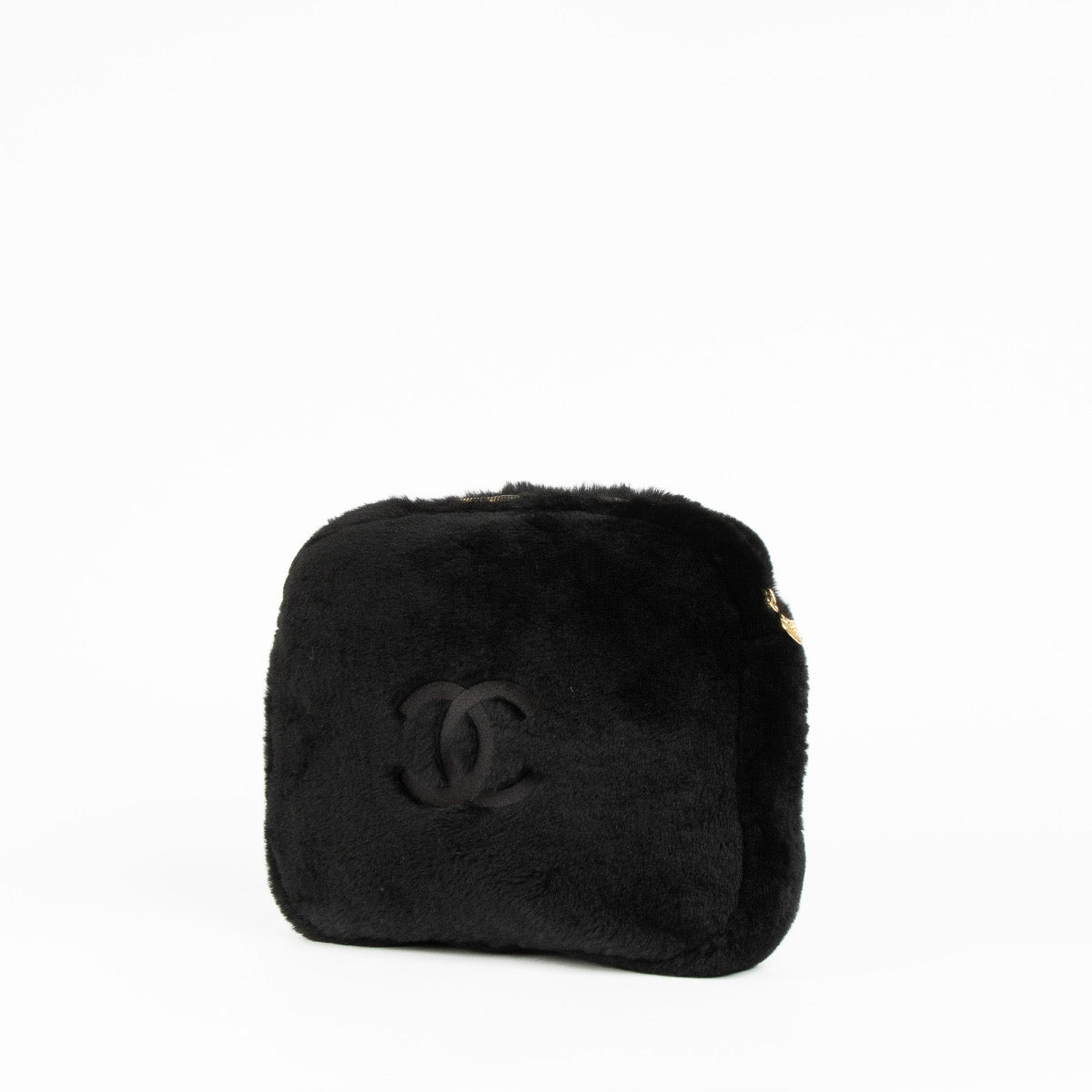 Authentic pre-loved Chanel Black Faux Fur Slippers With Pouch - Size 40 on Labellov.com