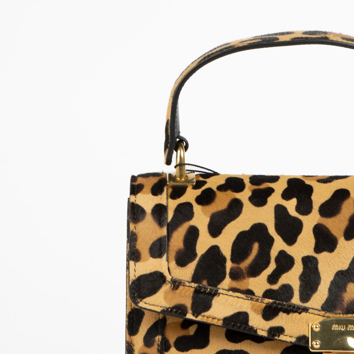Sac à main Miu Miu en poulain imprimé léopard