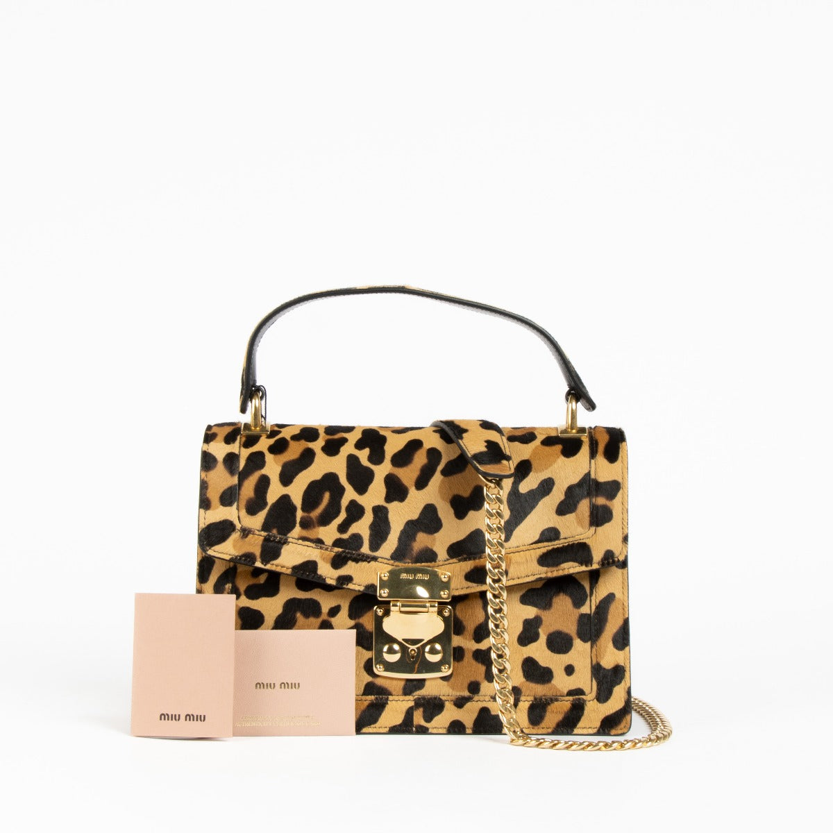 Sac à main Miu Miu en poulain imprimé léopard