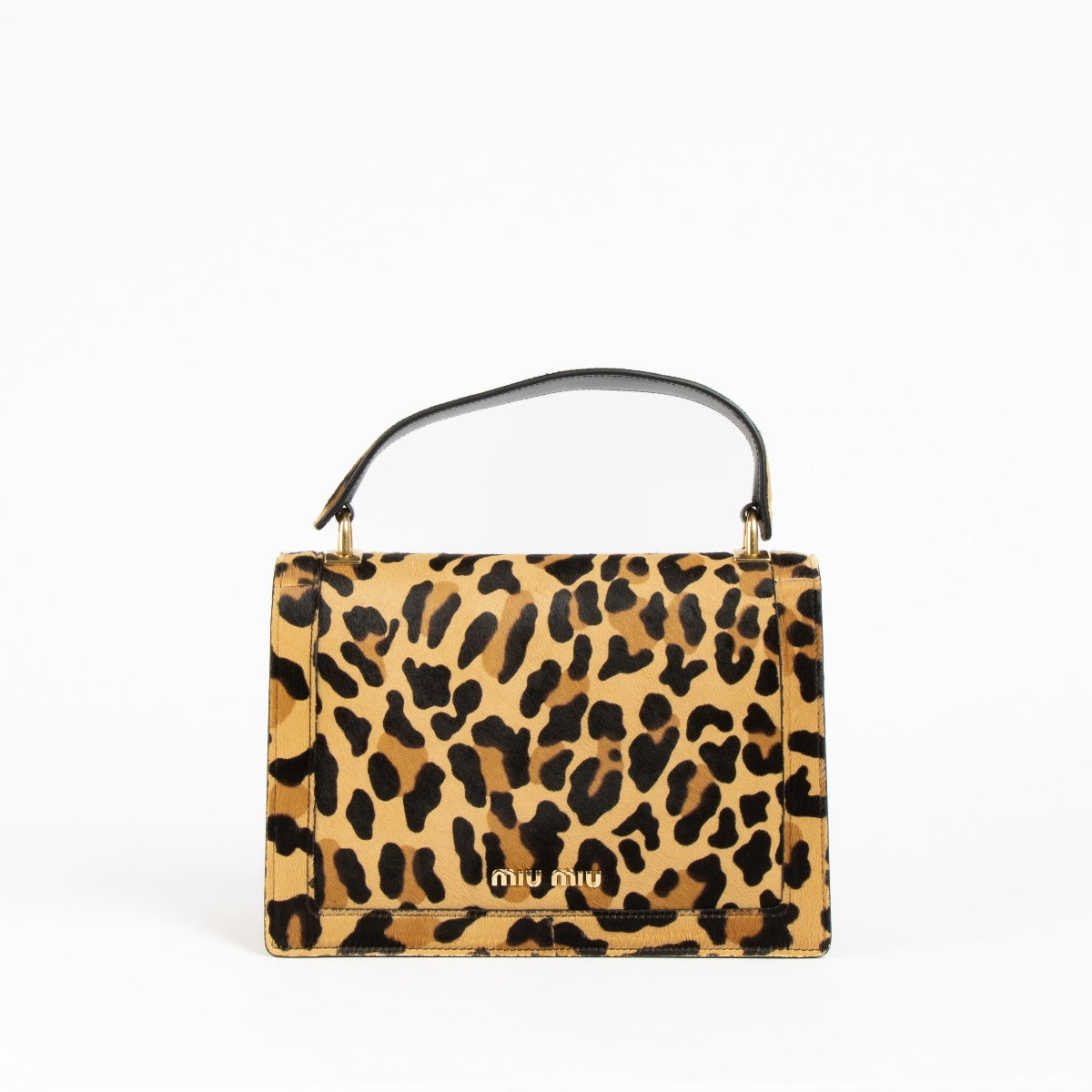 Sac à main Miu Miu en poulain imprimé léopard