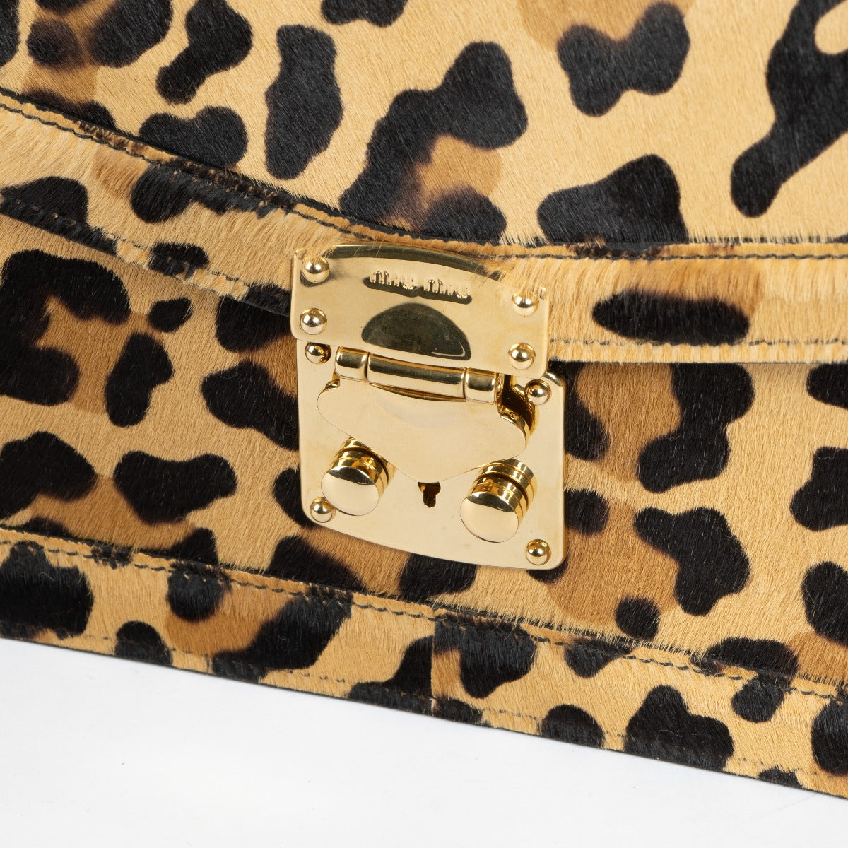 Sac à main Miu Miu en poulain imprimé léopard