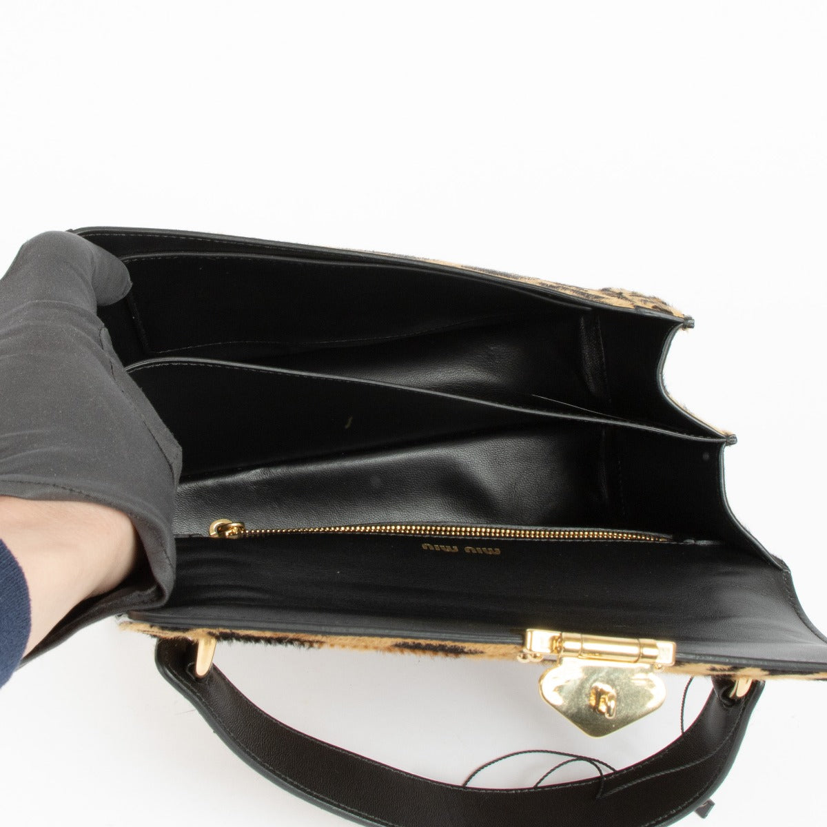 Sac à main Miu Miu en poulain imprimé léopard