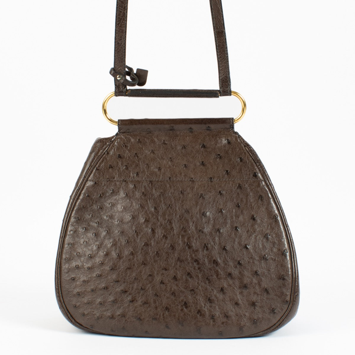 Delvaux Brown Ostrich Cerceau PM Bag