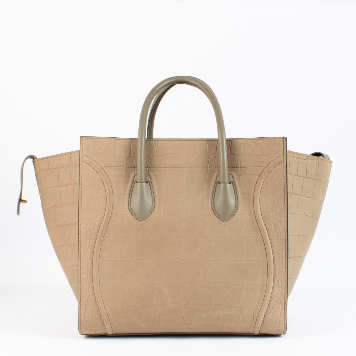 Celine Beige Crocodile Embossed Medium Luggage Phantom Bag